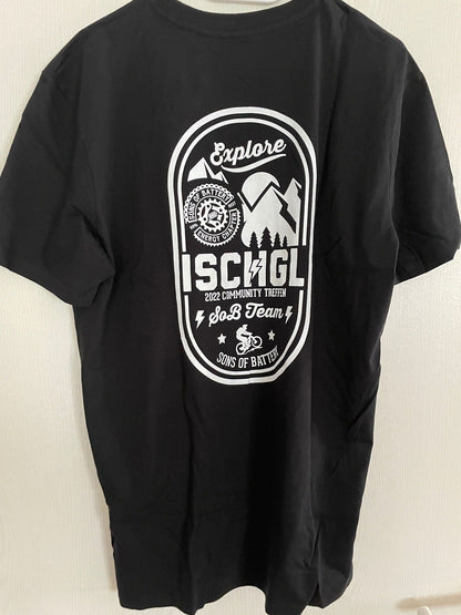 Sons of Battery® - E-MTB Brand & Community ISCHGL 2022 Shirt Großer Backprint mit Flip Label E-Bike-Community