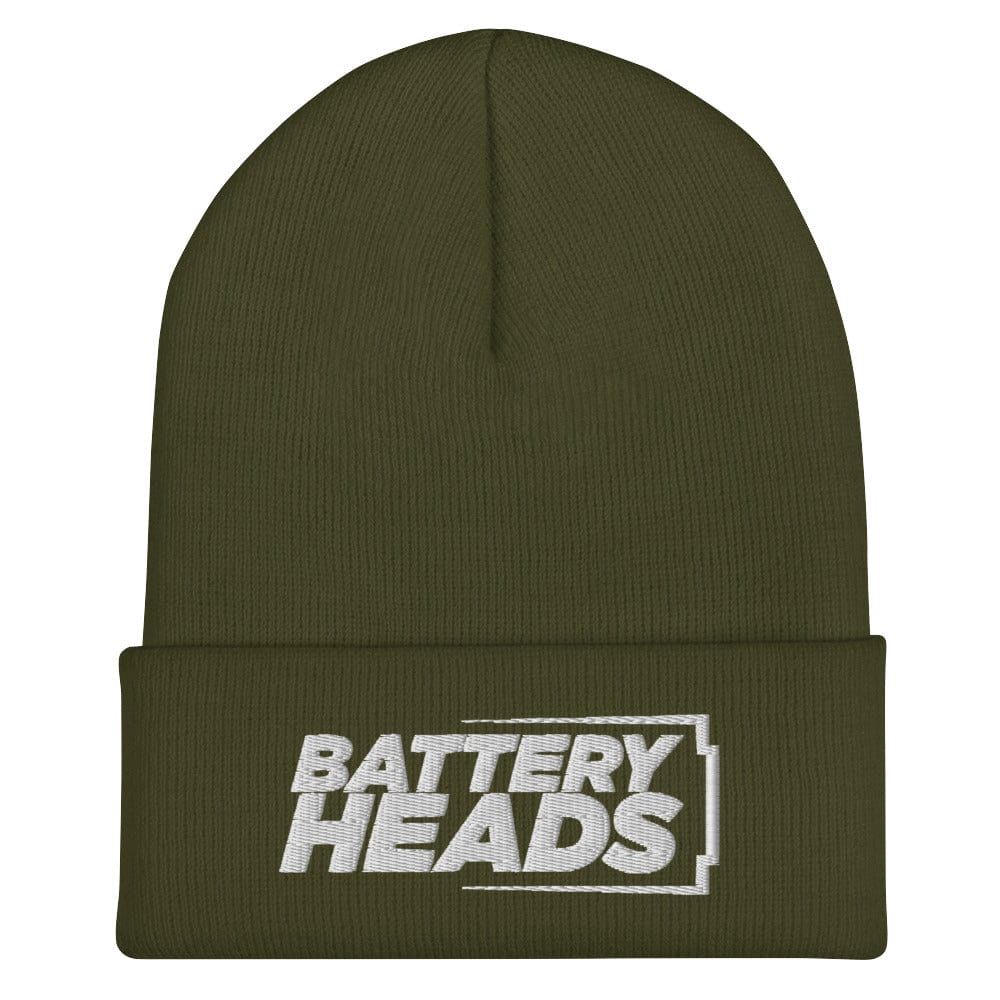 Sons of Battery® - E-MTB Brand & Community Olive Umgeschlagene Beanie - Battery Heads E-Bike-Community