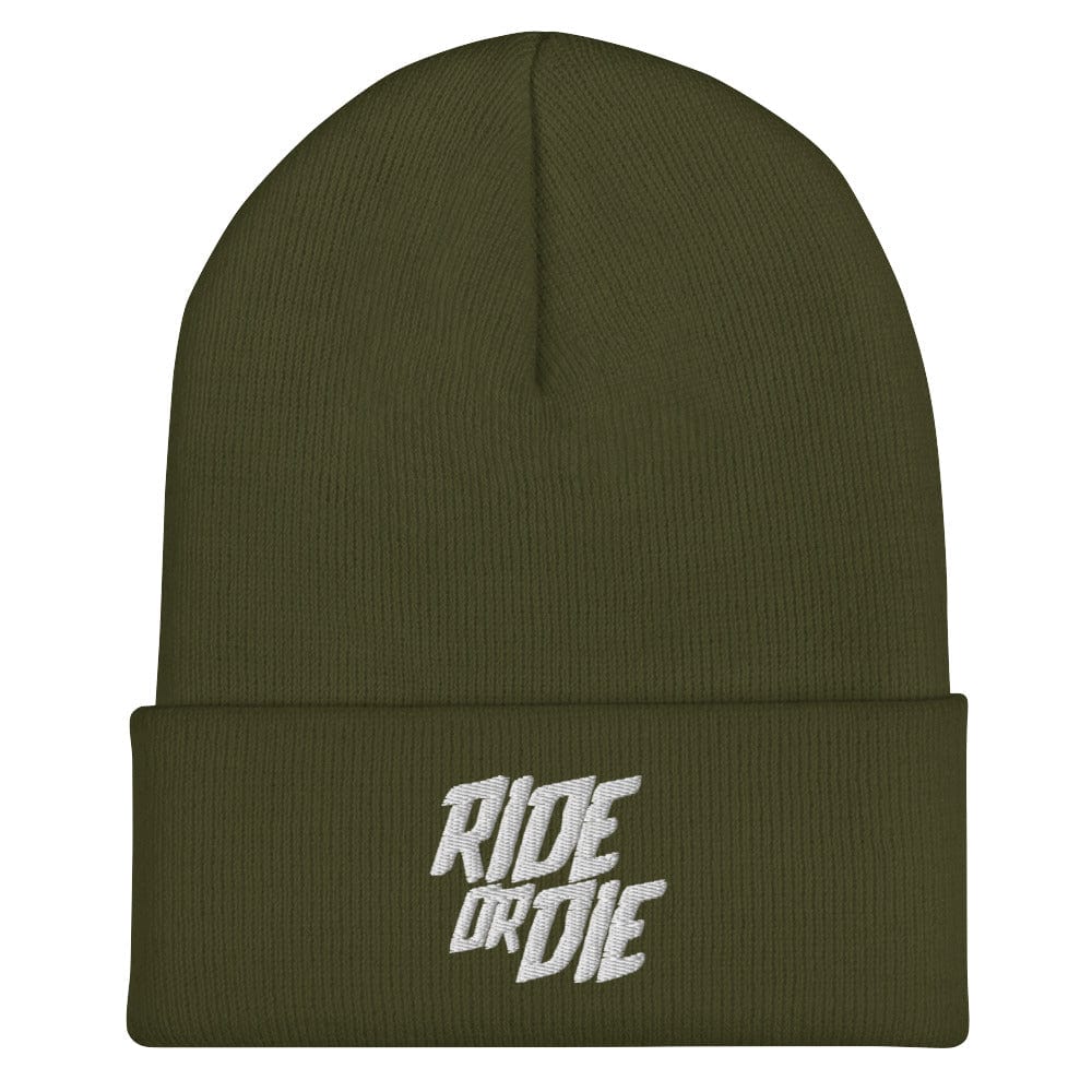 Sons of Battery® - E-MTB Brand & Community Olive Umgeschlagene Beanie - Ride or Die E-Bike-Community