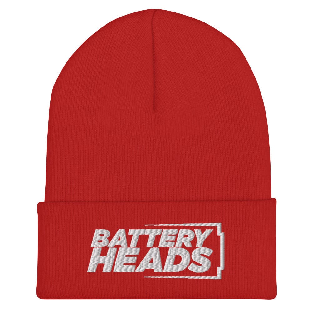 Sons of Battery® - E-MTB Brand & Community Rot Umgeschlagene Beanie - Battery Heads E-Bike-Community