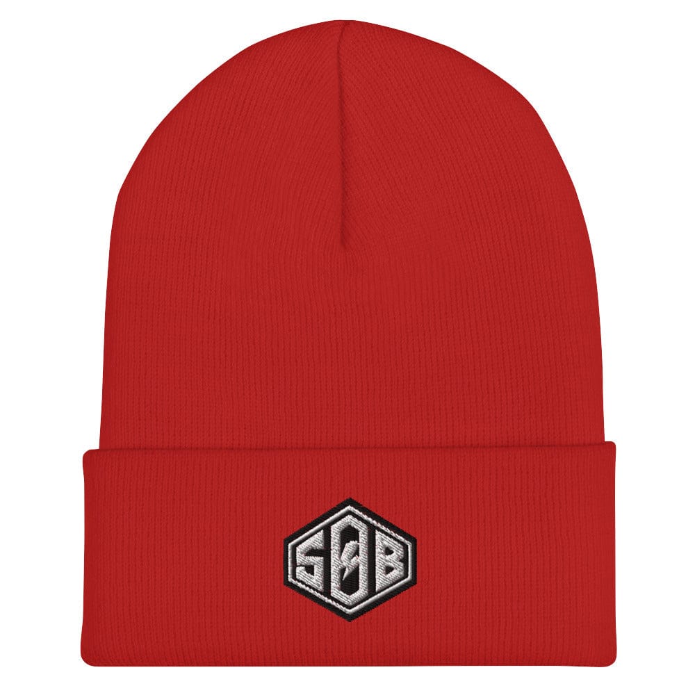 Sons of Battery® - E-MTB Brand & Community Rot Umgeschlagene Beanie - Diamond E-Bike-Community