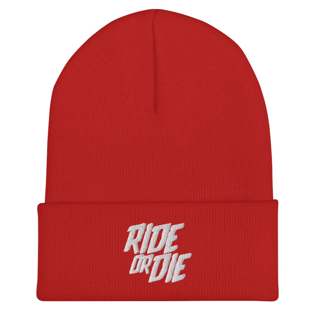 Sons of Battery® - E-MTB Brand & Community Rot Umgeschlagene Beanie - Ride or Die E-Bike-Community