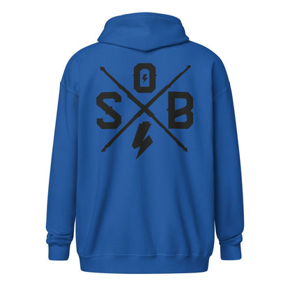 Sons of Battery® - E-MTB Brand & Community Royal / S Cross - Unisex Heavy-Blend Zip Hoodie E-Bike-Community