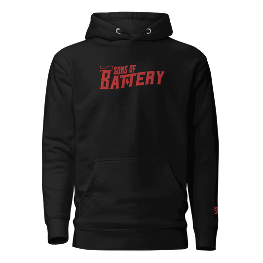 Sons of Battery® - E-MTB Brand & Community S Bestickter - Oldschool - Unisex-Kapuzenpullover E-Bike-Community