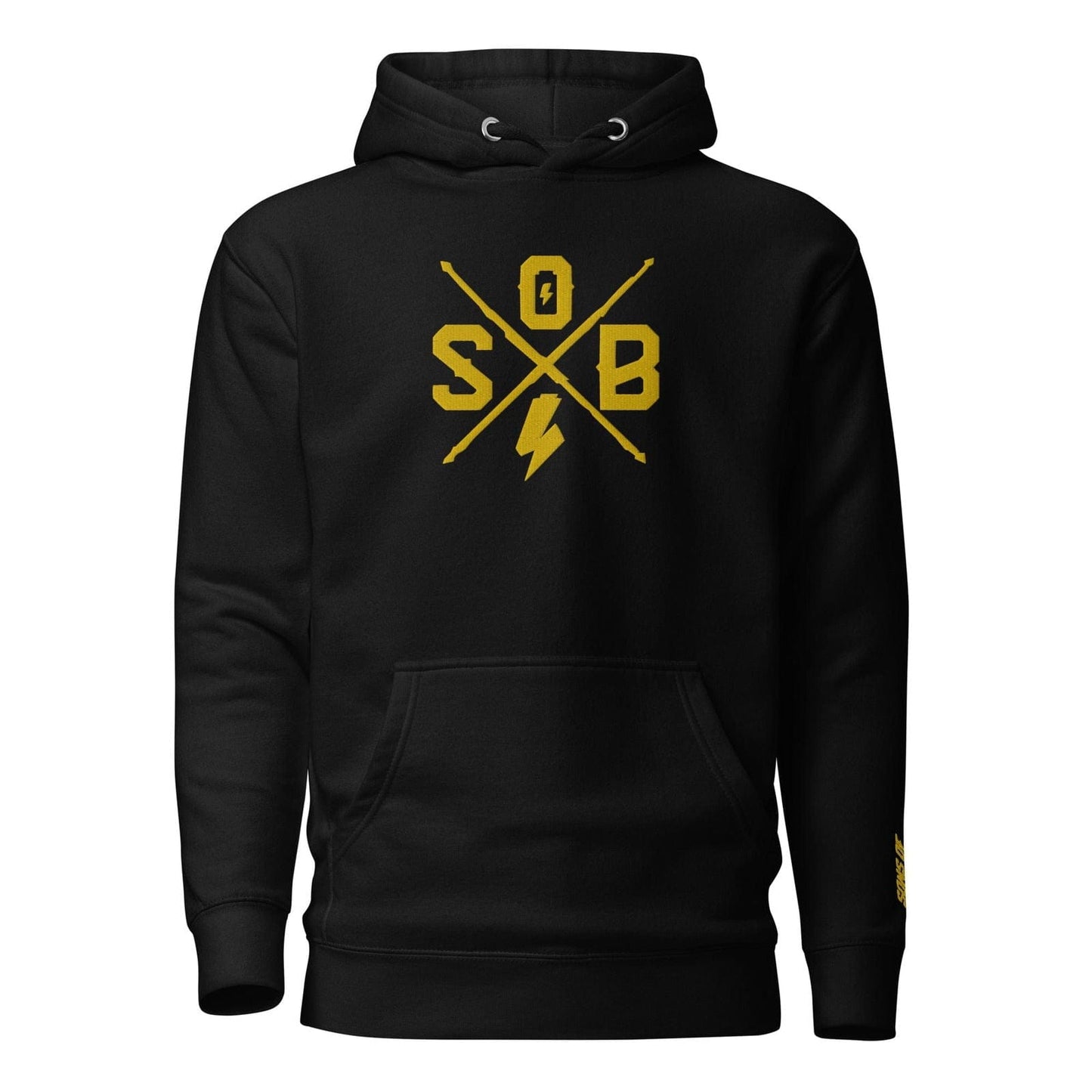 Sons of Battery® - E-MTB Brand & Community S Gestickter SoB Cross (Brust, Arm, Nacken(DTG)) Unisex-Kapuzenpullover E-Bike-Community