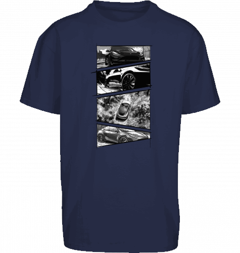 Sons of Battery® - E-MTB Brand & Community Shirt Dark Blue / XS Tesla Model Y Storyboard Shirt Oversized Shirt by Byb E-Bike-Community