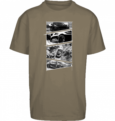 Sons of Battery® - E-MTB Brand & Community Shirt Olive / XS Tesla Model Y Storyboard Shirt Oversized Shirt by Byb E-Bike-Community