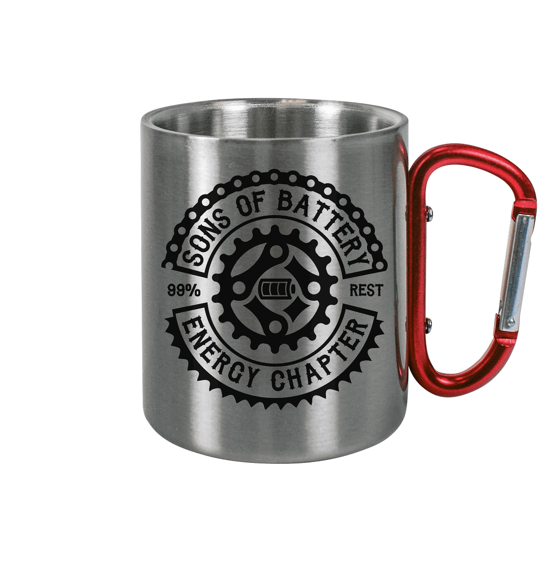 Sons of Battery® - E-MTB Brand & Community Trinkgefäße Silber Metallic / 330ml OG Edelstahl Tasse - Edelstahl Tasse E-Bike-Community