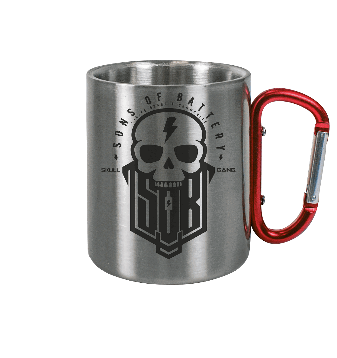 Sons of Battery® - E-MTB Brand & Community Trinkgefäße Silber Metallic / 330ml SoB Skullgang - Edelstahl Tasse E-Bike-Community