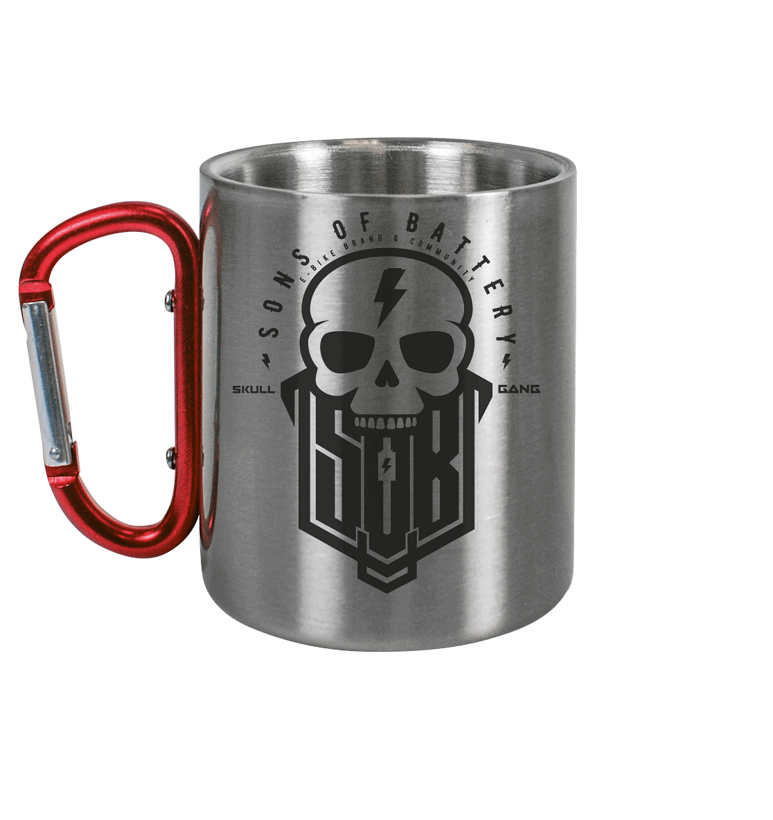 Sons of Battery® - E-MTB Brand & Community Trinkgefäße Silber Metallic / 330ml SoB Skullgang - Edelstahl Tasse E-Bike-Community