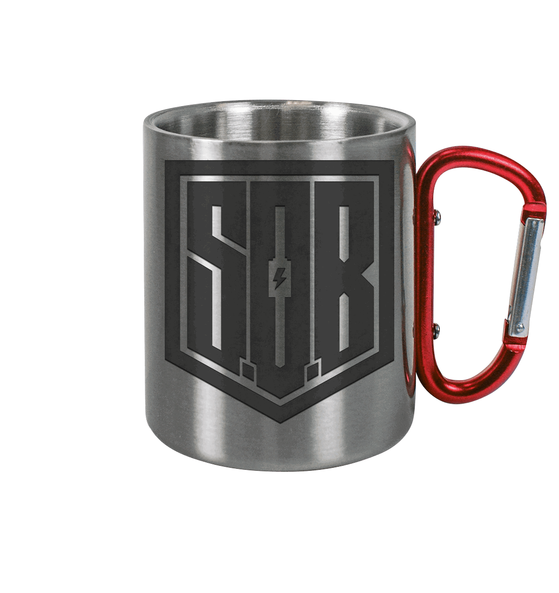 Sons of Battery® - E-MTB Brand & Community Trinkgefäße Silber Metallic / 330ml SoB - Tasse Dunkel - Edelstahl Tasse E-Bike-Community