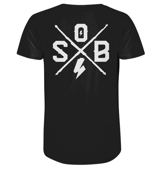 Sons of Battery® - E-MTB Brand & Community Unisex-Shirts Black / XS SoB Cross (Backprint) (Flip Label) - Organic Shirt E-Bike-Community