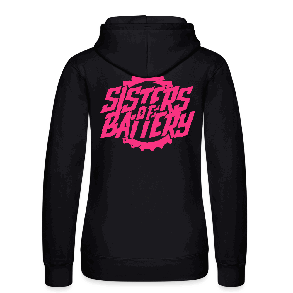 SPOD Frauen Kapuzen Sweater von Russell 2 Seiten Cross / Sisters Neonpink - Frauen Kapuzen Sweater von Russell E-Bike-Community