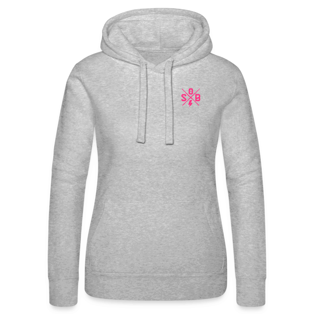 SPOD Frauen Kapuzen Sweater von Russell 2 Seiten Cross / Sisters Neonpink - Frauen Kapuzen Sweater von Russell E-Bike-Community