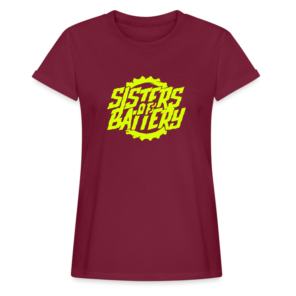 SPOD Frauen Oversize T-Shirt Bordeaux / S Sisters of Battery Frauen Oversize T-Shirt E-Bike-Community