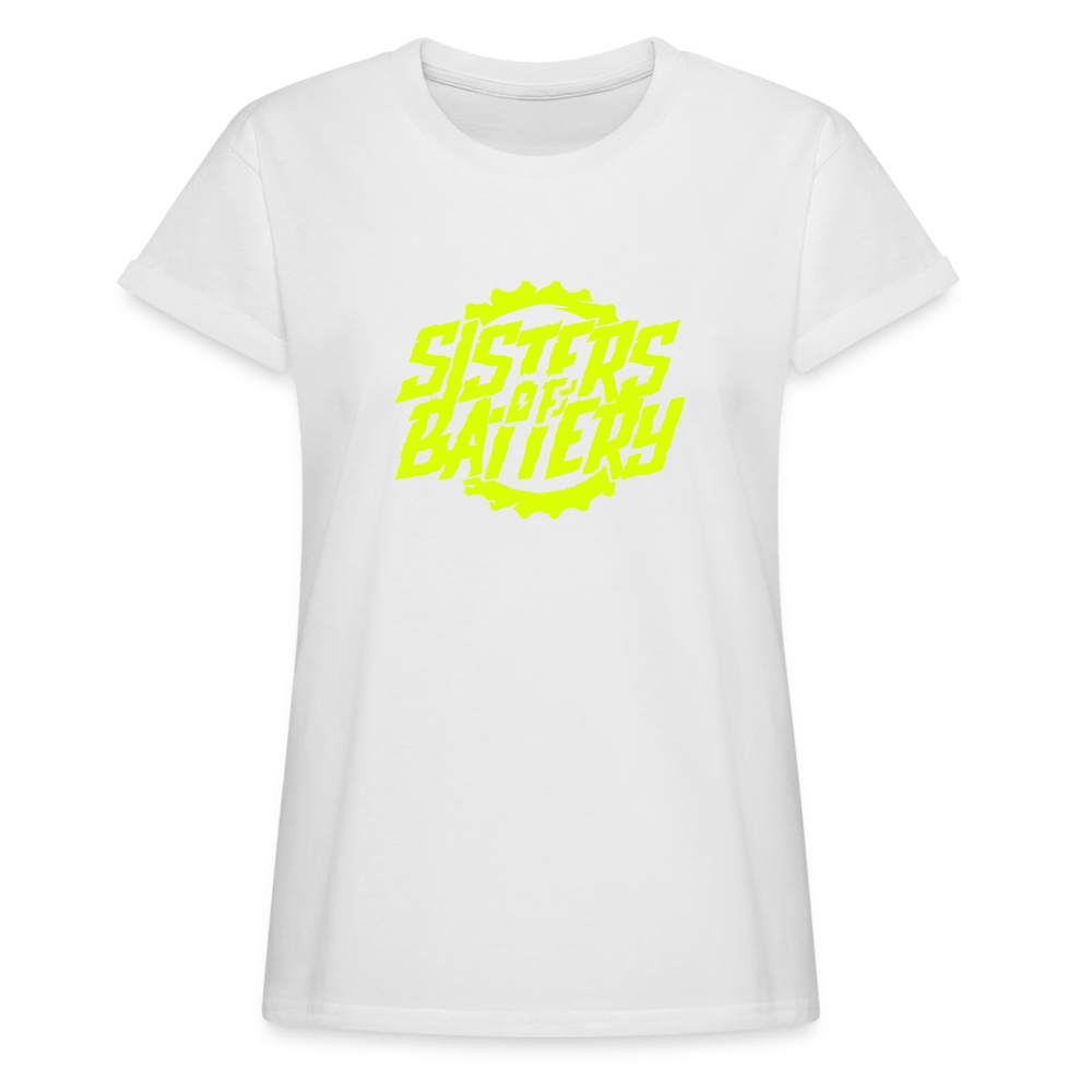 SPOD Frauen Oversize T-Shirt Weiß / S Sisters of Battery Frauen Oversize T-Shirt E-Bike-Community