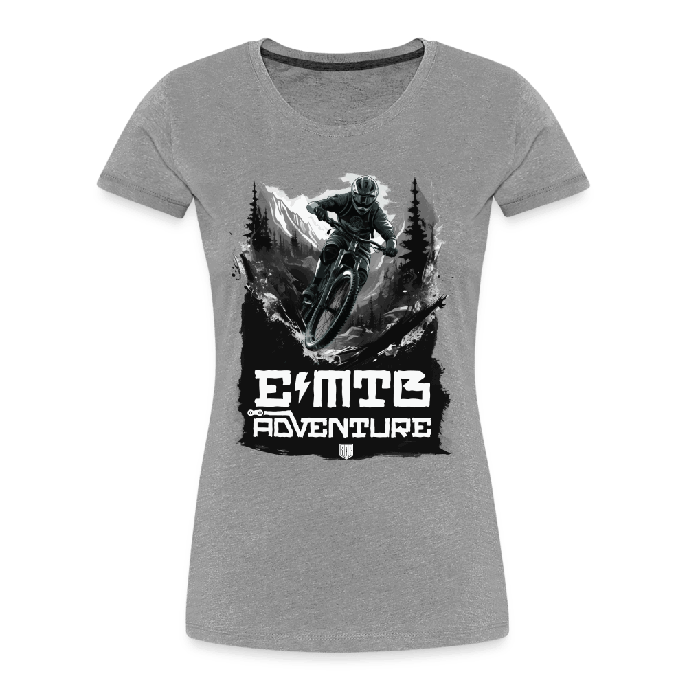 SPOD Frauen Premium Bio T-Shirt Grau meliert / S EMTB ADVENTURE - Frauen Premium Bio T-Shirt E-Bike-Community