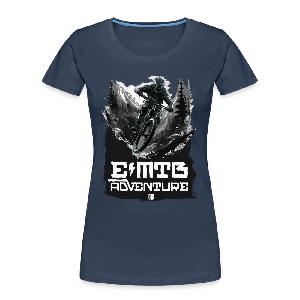 SPOD Frauen Premium Bio T-Shirt Navy / S EMTB ADVENTURE - Frauen Premium Bio T-Shirt E-Bike-Community