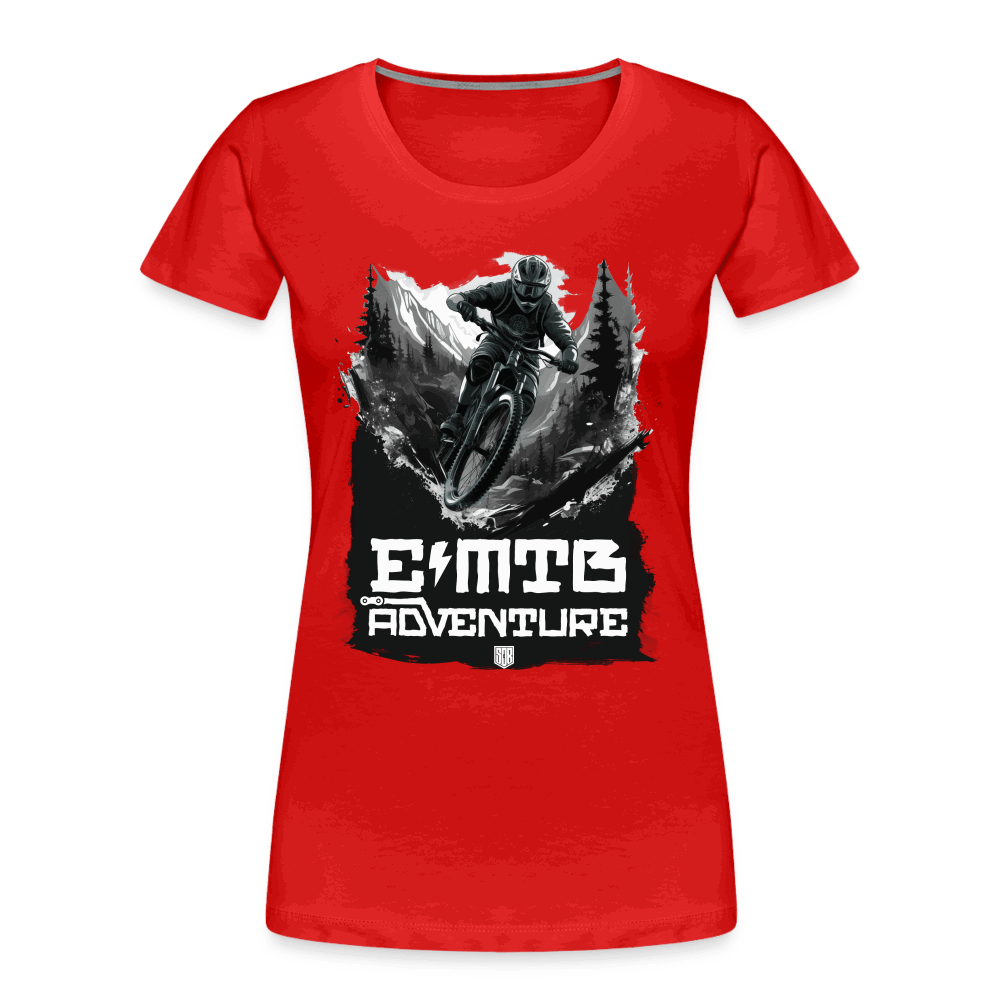 SPOD Frauen Premium Bio T-Shirt Rot / S EMTB ADVENTURE - Frauen Premium Bio T-Shirt E-Bike-Community