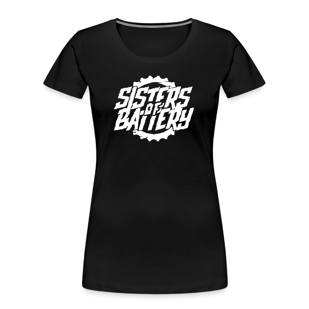 SPOD Frauen Premium Bio T-Shirt Schwarz / S SISTERS OF BATTERY - BIO - Material: 100% cotton (from organic production) E-Bike-Community