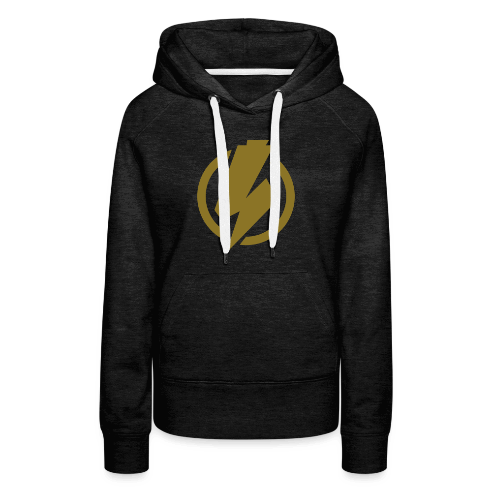 SPOD Frauen Premium Hoodie Anthrazit / S Lightning - Gold Effekt Folie - Frauen Premium Hoodie E-Bike-Community