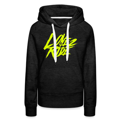 SPOD Frauen Premium Hoodie Anthrazit / S Love 2 Ride - Neongelb Frauen Premium Hoodie E-Bike-Community