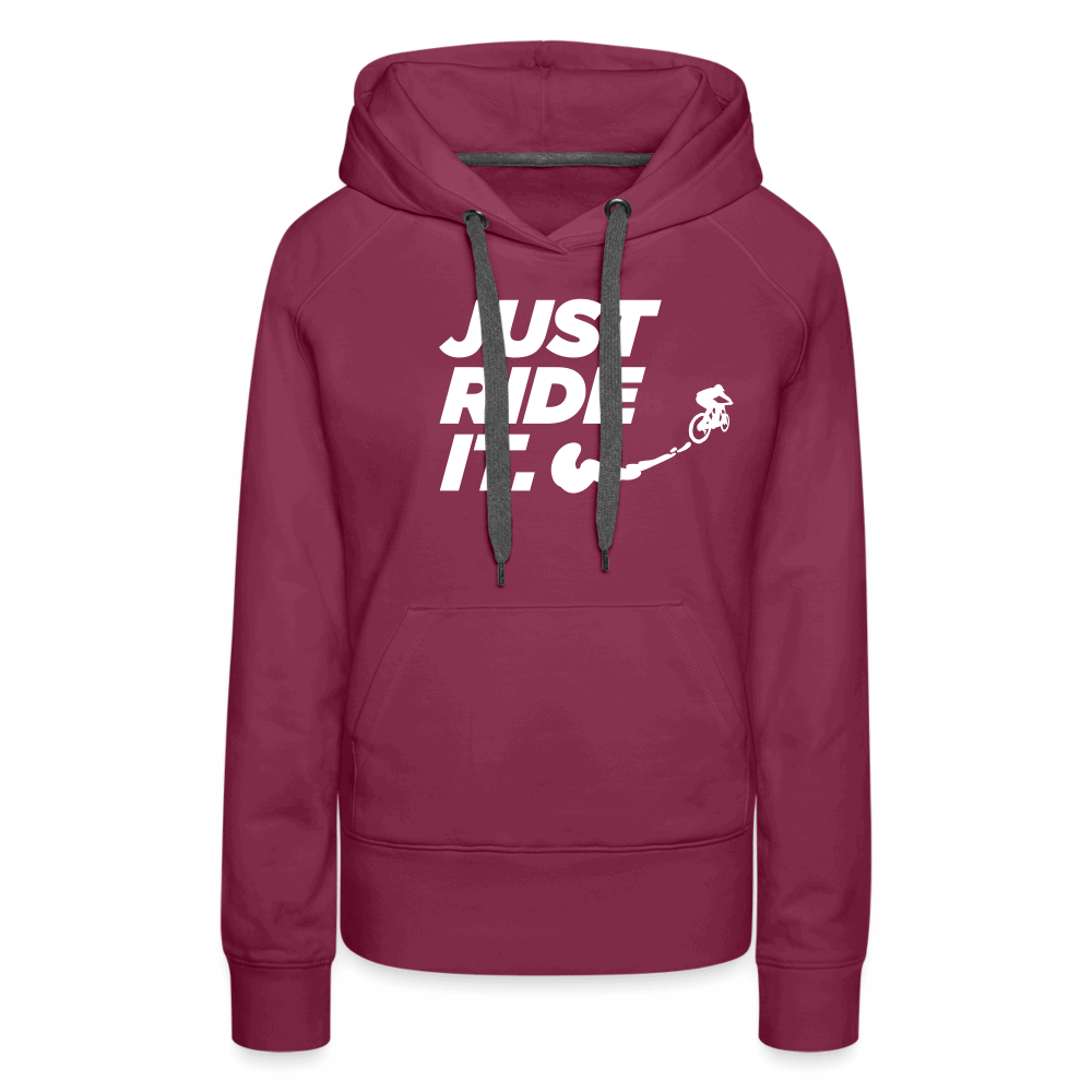 SPOD Frauen Premium Hoodie Bordeaux / S Just ride it - Frauen Premium Hoodie E-Bike-Community