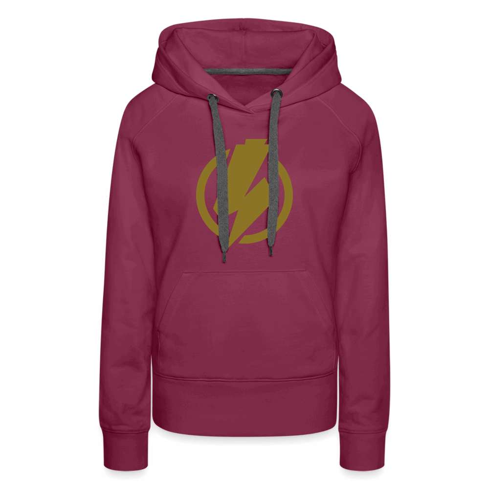 SPOD Frauen Premium Hoodie Bordeaux / S Lightning - Gold Effekt Folie - Frauen Premium Hoodie E-Bike-Community