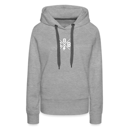 SPOD Frauen Premium Hoodie Grau meliert / S Front/Back - Lilly - Sisters of Battery Design - Frauen Premium Hoodie E-Bike-Community