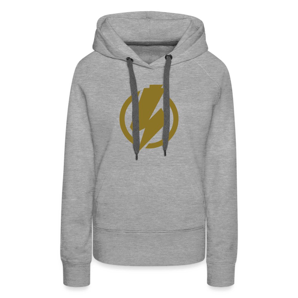 SPOD Frauen Premium Hoodie Grau meliert / S Lightning - Gold Effekt Folie - Frauen Premium Hoodie E-Bike-Community