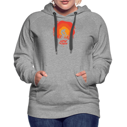 SPOD Frauen Premium Hoodie Grau meliert / S LOSE THE PATH - CREATE YOUR OWN ADVENTURE! Woman Hoodie E-Bike-Community