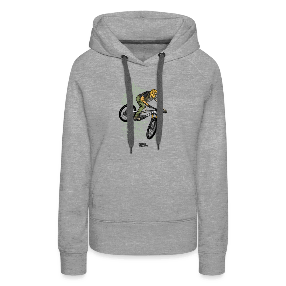 SPOD Frauen Premium Hoodie Grau meliert / S Shred or Alive? 2022 Frauen Premium Hoodie E-Bike-Community