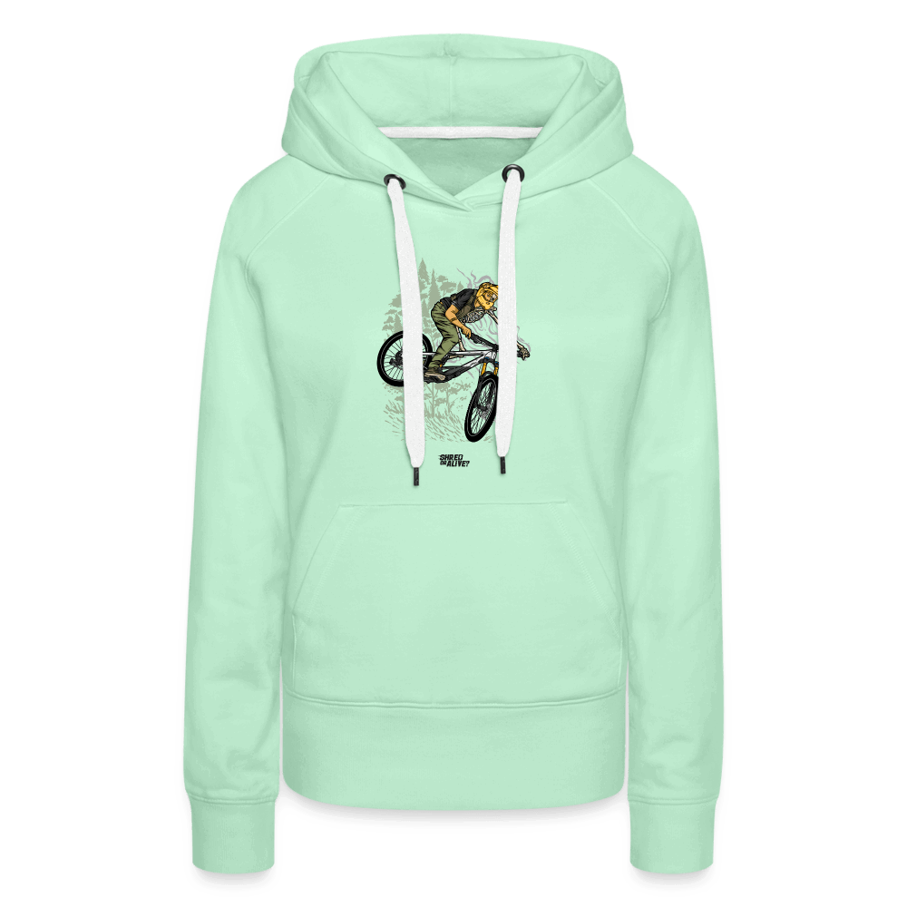 SPOD Frauen Premium Hoodie helles Mintgrün / S Shred or Alive? 2022 Frauen Premium Hoodie E-Bike-Community