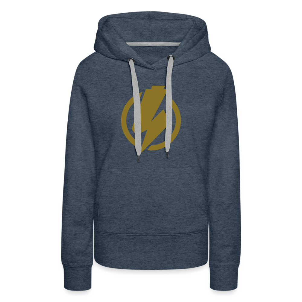 SPOD Frauen Premium Hoodie Jeansblau / S Lightning - Gold Effekt Folie - Frauen Premium Hoodie E-Bike-Community