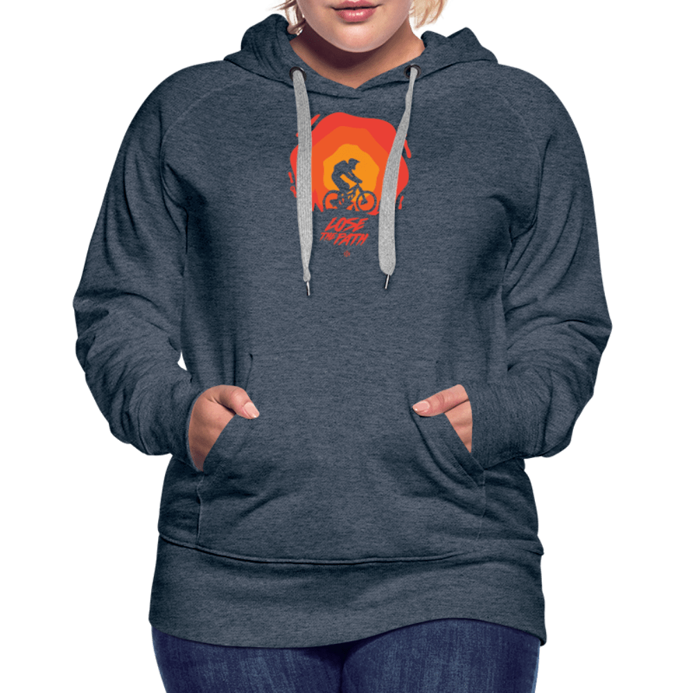 SPOD Frauen Premium Hoodie Jeansblau / S LOSE THE PATH - CREATE YOUR OWN ADVENTURE! Woman Hoodie E-Bike-Community