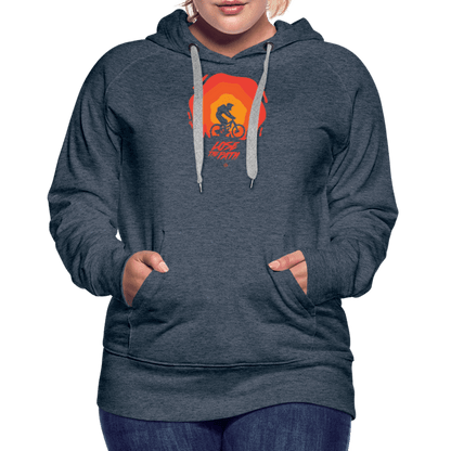 SPOD Frauen Premium Hoodie Jeansblau / S LOSE THE PATH - CREATE YOUR OWN ADVENTURE! Woman Hoodie E-Bike-Community