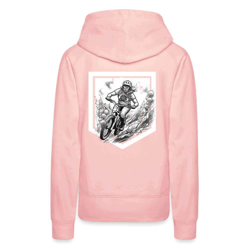 SPOD Frauen Premium Hoodie Kristallrosa / S Front/Back - Lilly - Sisters of Battery Design - Frauen Premium Hoodie E-Bike-Community