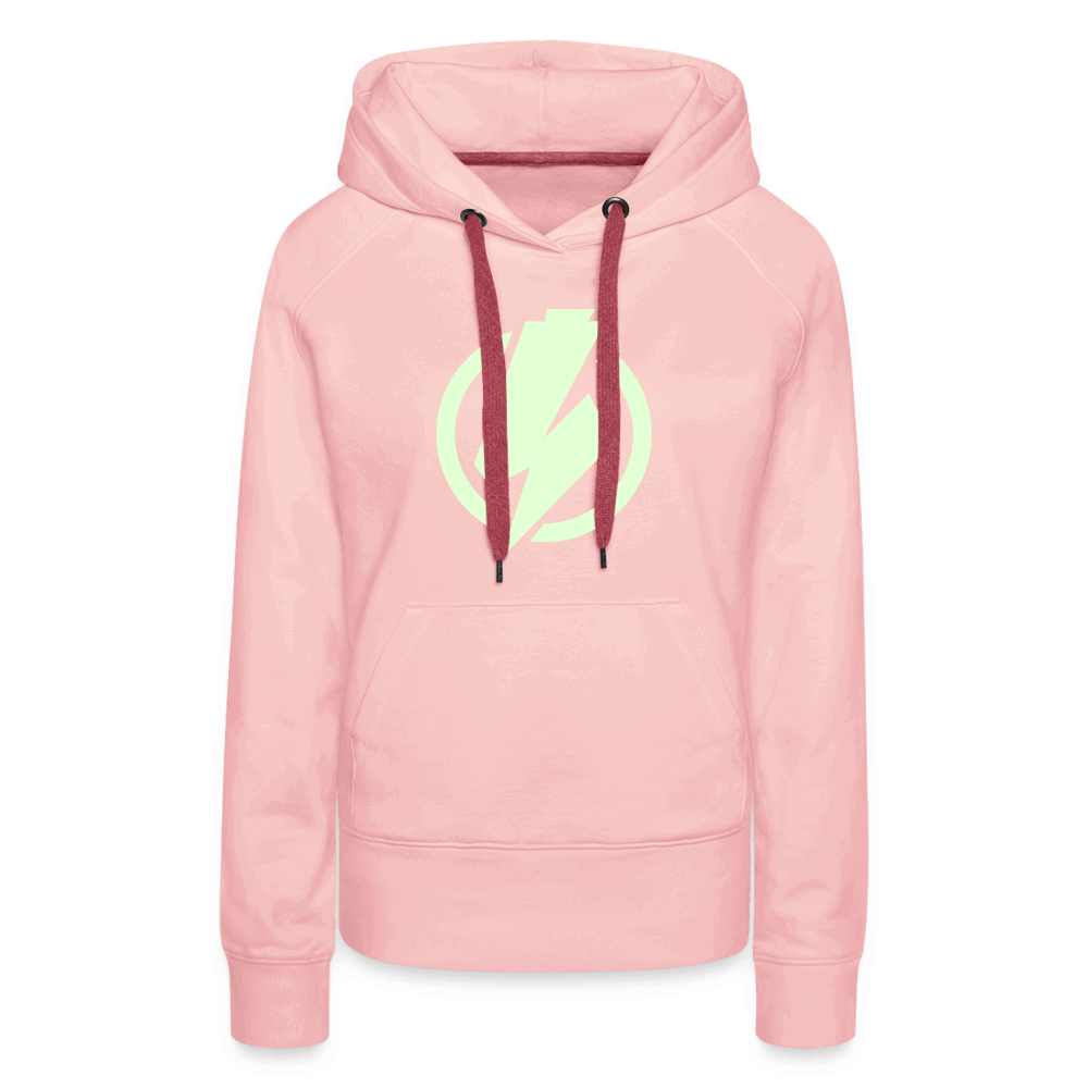 SPOD Frauen Premium Hoodie Kristallrosa / S Lightning - Glow in the Dark - Frauen Premium Hoodie E-Bike-Community