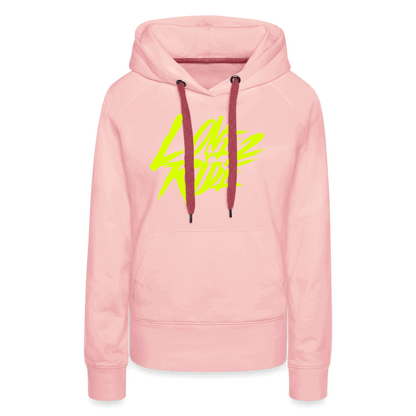 SPOD Frauen Premium Hoodie Kristallrosa / S Love 2 Ride - Neongelb Frauen Premium Hoodie E-Bike-Community