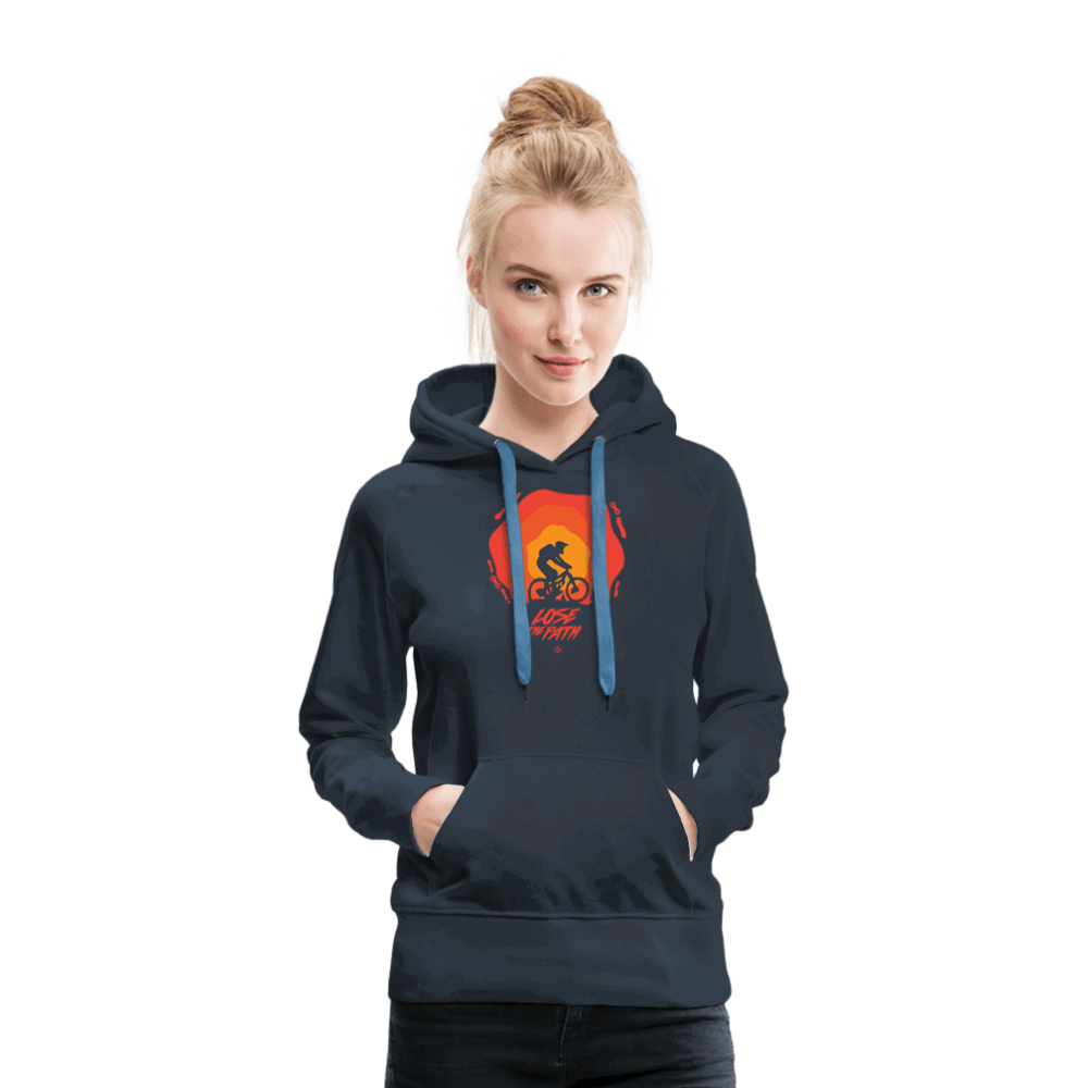 SPOD Frauen Premium Hoodie LOSE THE PATH - CREATE YOUR OWN ADVENTURE! Woman Hoodie E-Bike-Community