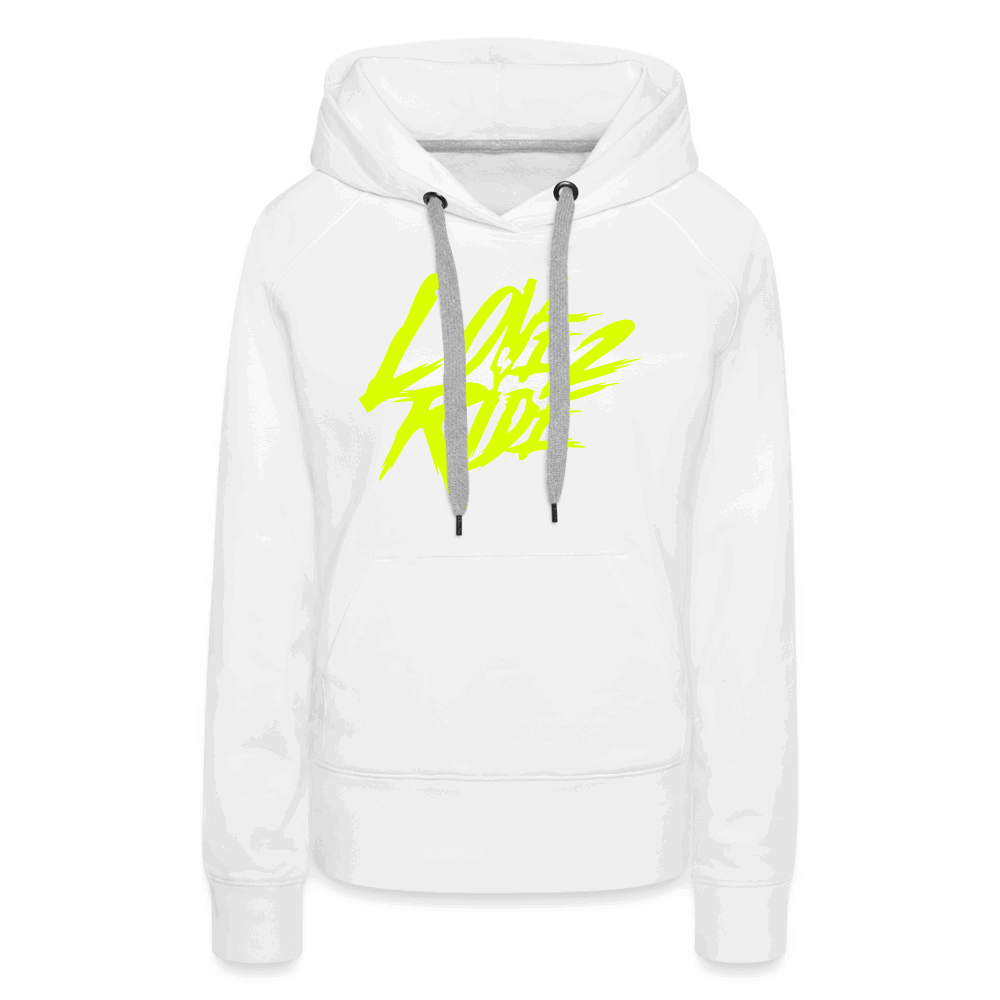 SPOD Frauen Premium Hoodie Love 2 Ride - Neongelb Frauen Premium Hoodie E-Bike-Community