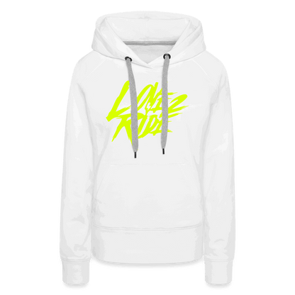 SPOD Frauen Premium Hoodie Love 2 Ride - Neongelb Frauen Premium Hoodie E-Bike-Community