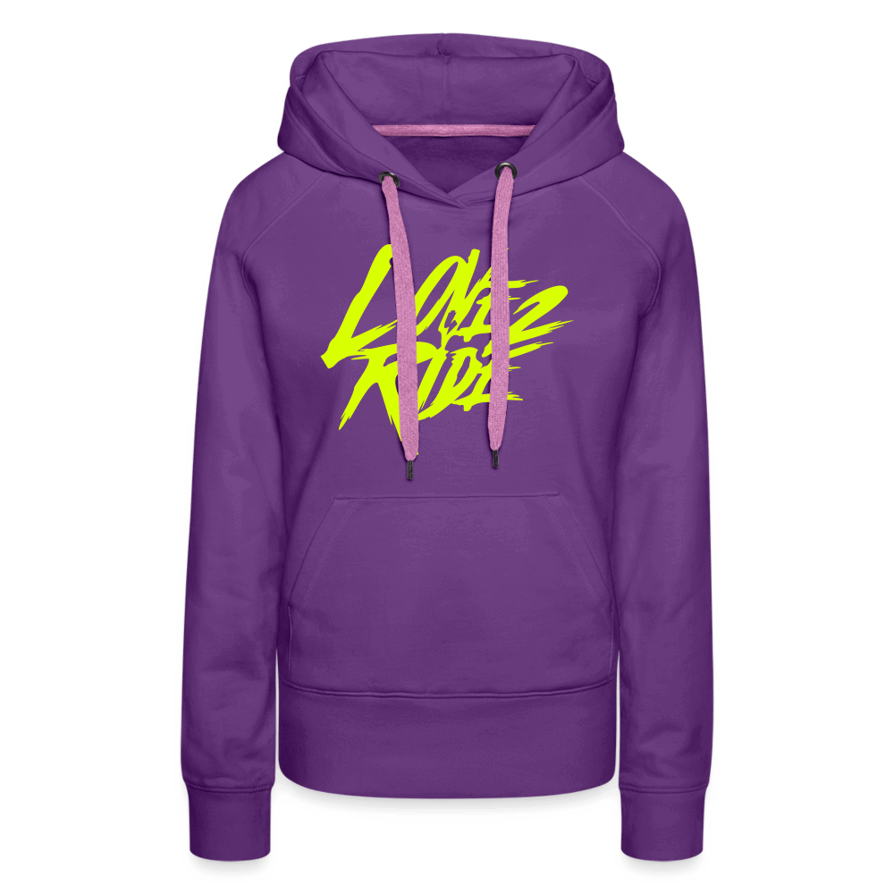 SPOD Frauen Premium Hoodie Love 2 Ride - Neongelb Frauen Premium Hoodie E-Bike-Community