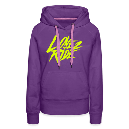 SPOD Frauen Premium Hoodie Love 2 Ride - Neongelb Frauen Premium Hoodie E-Bike-Community