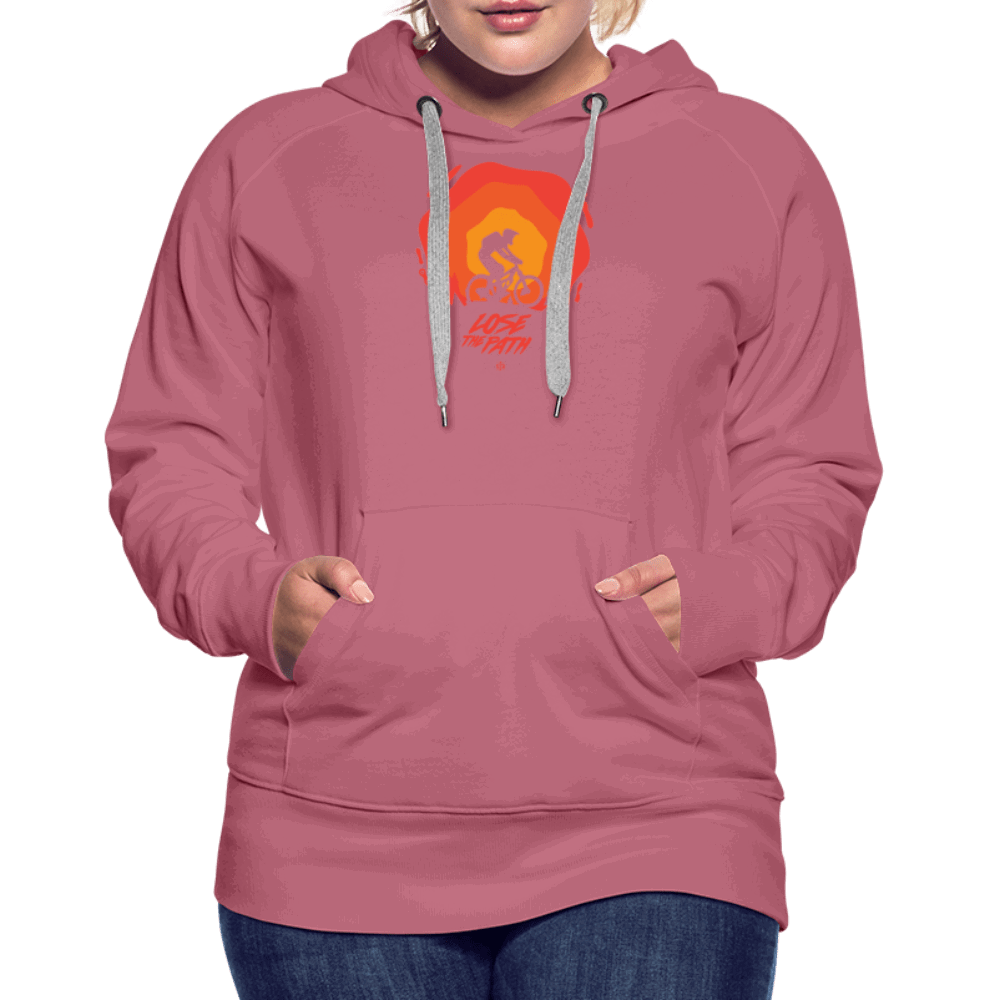 SPOD Frauen Premium Hoodie Malve / S LOSE THE PATH - CREATE YOUR OWN ADVENTURE! Woman Hoodie E-Bike-Community