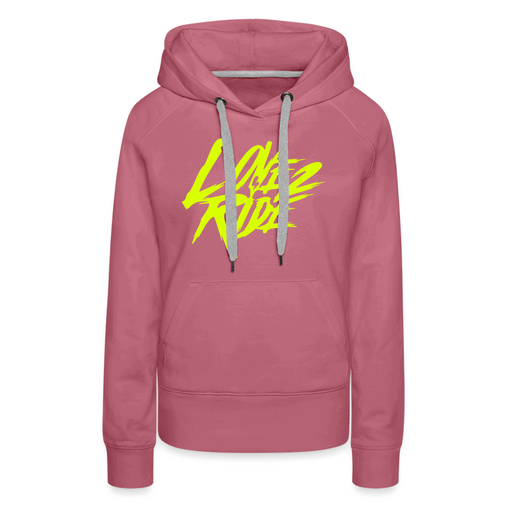 SPOD Frauen Premium Hoodie Malve / S Love 2 Ride - Neongelb Frauen Premium Hoodie E-Bike-Community