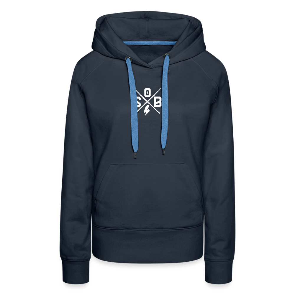 SPOD Frauen Premium Hoodie Navy / S Front/Back - Lilly - Sisters of Battery Design - Frauen Premium Hoodie E-Bike-Community