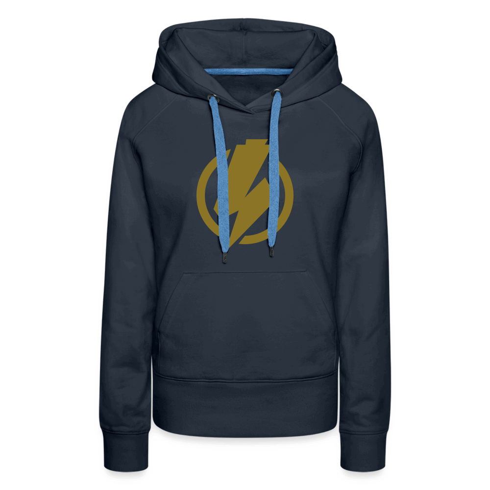 SPOD Frauen Premium Hoodie Navy / S Lightning - Gold Effekt Folie - Frauen Premium Hoodie E-Bike-Community