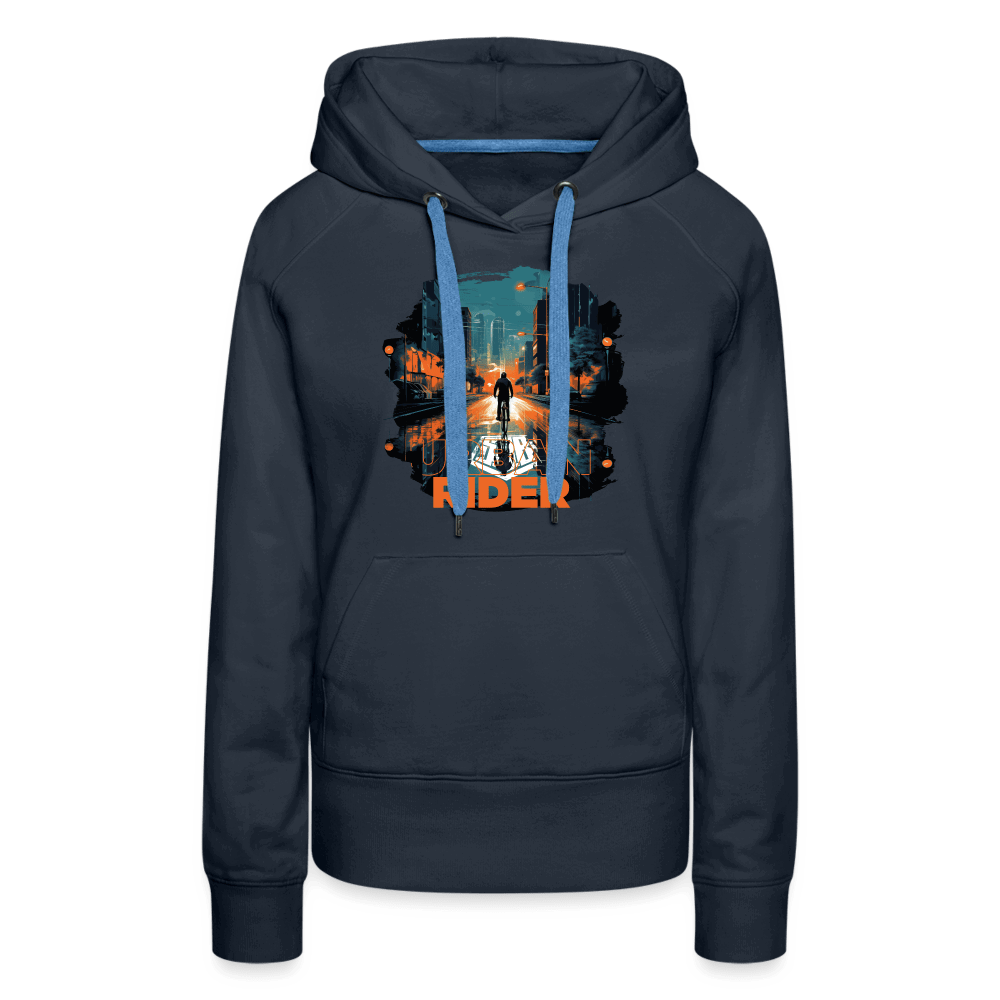 SPOD Frauen Premium Hoodie Navy / S Urban Rider - Frauen Premium Hoodie E-Bike-Community