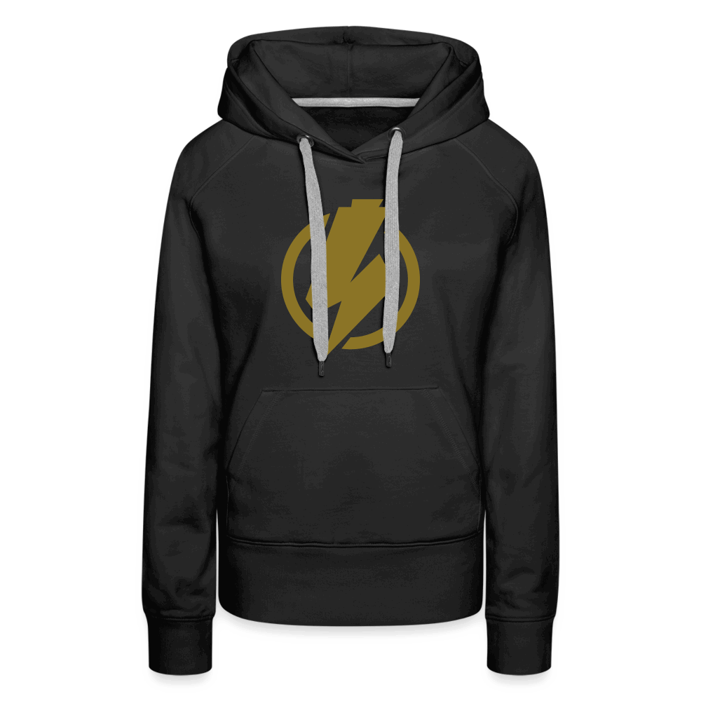 SPOD Frauen Premium Hoodie Schwarz / S Lightning - Gold Effekt Folie - Frauen Premium Hoodie E-Bike-Community